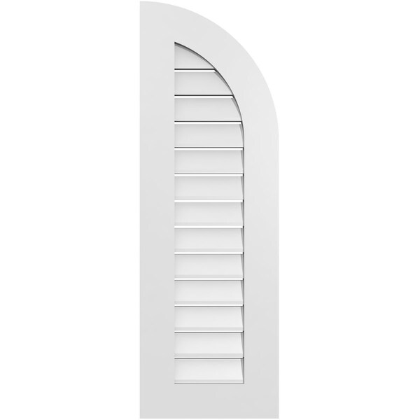 Ekena Millwork Quarter Round Top Right Surface Mount PVC Gable Vent w/ 3-1/2"W x 1"P Standard Frame, 14"W x 42"H GVPQR14X4201SF - main